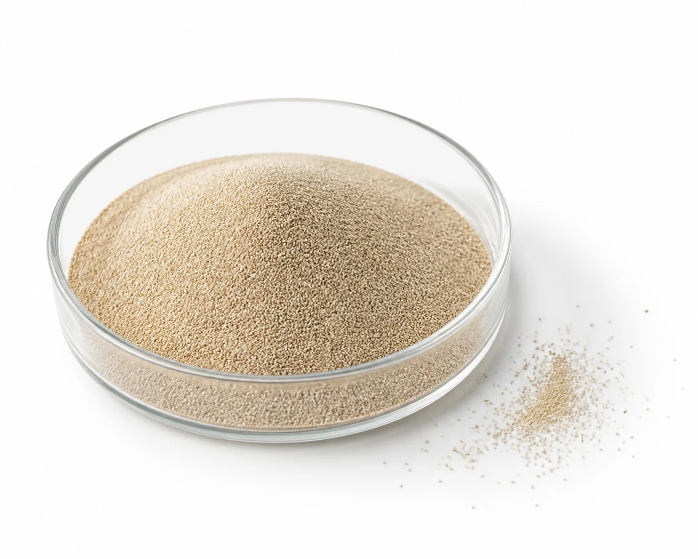 Yeast extract powder in a glass dish